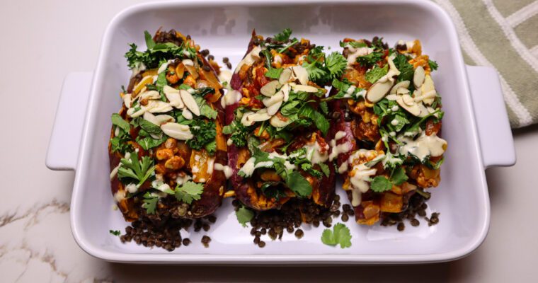 Moroccan Stuffed Sweet Potatoes